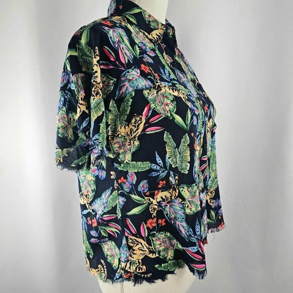 Philosophy Women's Raw Hem Cropped Tropical Button Up Shirt Size Small NWT - Picture 6 of 12